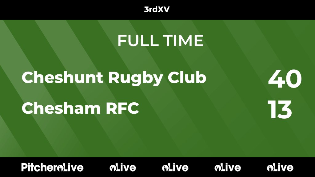 FULL TIME: Cheshunt Rugby Club 40 - 13 Chesham RFC
#CHECHE #Pitchero
cheshuntrugby.co.uk/teams/80145/ma…