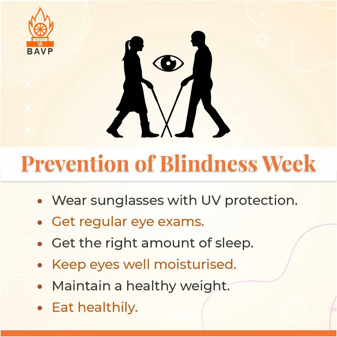 bavp_updates's tweet photo. India has the maximum number of blind people in the world. As a country, we must strive to change this statistic. Here are some tips for preventing blindness.
#Prevention #blindnessWeek #facts #CareOfEyes #treatment #healthcare #community #selfcare https://t.co/UlID4kXcZ4