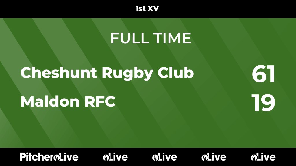 FULL TIME: Cheshunt Rugby Club 61 - 19 Maldon RFC
#CHEMAL #Pitchero
cheshuntrugby.co.uk/teams/65504/ma…