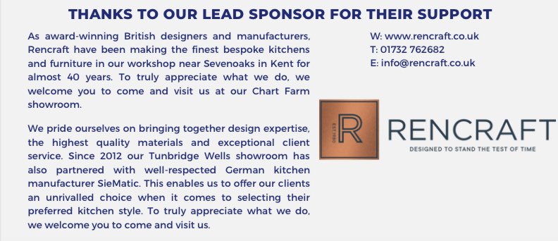 Huge thank you to our lead sponsors <a href="/RencraftKitchen/">Rencraft</a> for their ongoing support - find out more about them below and go and check them out!