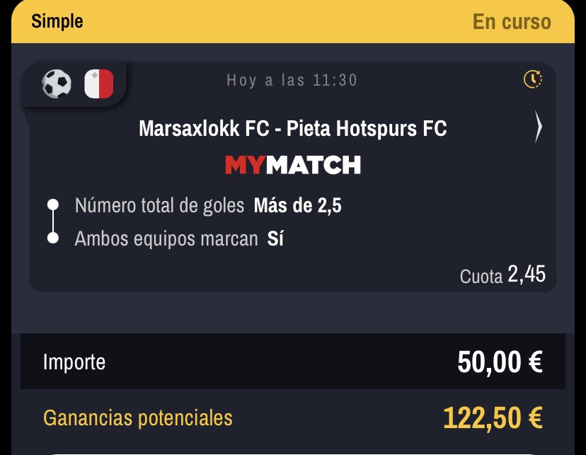 GiambiProno's tweet photo. ☀️Buenos días ☀️
Os dejo por aquí un pronostico para dentro de media horita
⚽️Marsaxlokk 2,45 | 1ud
😘😘
#bettingtwitter #betaway #Apuestas #apuestasdeportivas https://t.co/5wfEaMA5hN