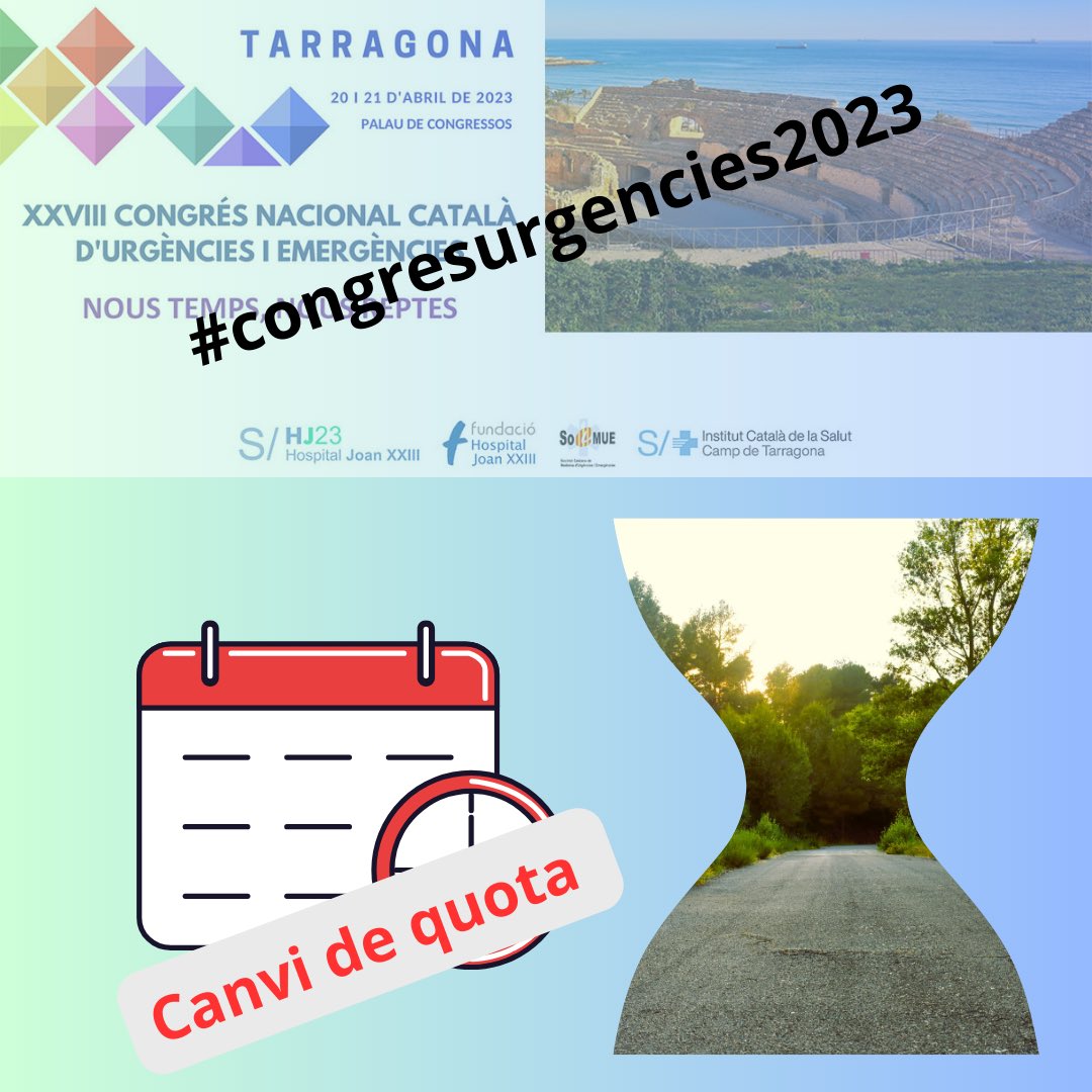 SoCMUE (@socmue) on Twitter photo 🔴 Recordeu que avui és l’últim dia d’inscripció a quota reduïda del #congresurgencies2023 #socmue
Queden 1️⃣8️⃣ dies!
➕ℹ️ socmue.cat
#tarragona <a href="/hjoan23/">Hospital Universitari Joan XXIII</a> #noustempsnousreptes 🔴 Recordeu que avui és l’últim dia d’inscripció a quota reduïda del #congresurgencies2023 #socmue
Queden 1️⃣8️⃣ dies!
➕ℹ️ socmue.cat
#tarragona <a href="/hjoan23/">Hospital Universitari Joan XXIII</a> #noustempsnousreptes