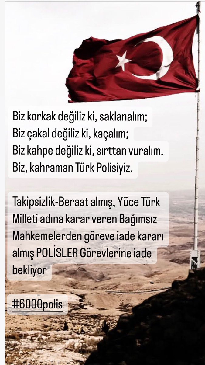 <a href="/ramazancan0071/">Ramazan CAN🇹🇷</a> <a href="/RTErdogan/">Recep Tayyip Erdoğan</a> Vekilim siz ki “ADALET”komisyonundasınız.Yaşadığımız haksızlık,devletçi ailelerimizin feryatları semaya ulaştı artık!
Eğer bir mağduriyet çözülmek isteniyorsa,takipsizlik beraat almış,idarece ihraç edilmiş görev aşkıyla yanan masumları SEÇİM ÖNCESİ görün
#6binpolisiadebekliyor