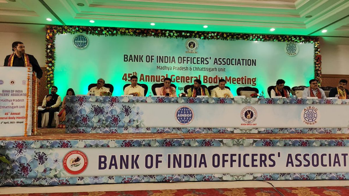 Saurabh_Munger's tweet photo. Glimpse of 45 th AGM of MP &amp; CG unit graced by Leader of Leaders Com @SunilKu92687431 Sir, Com @sanjaybpi Sir, Com. @nilesh_pawar15 Jee &amp; other Federation leaders with GMNBG, ZM Bhopal &amp; Indore &amp; vibrant comrades. @fboioa_india @BOIOAMPCGUNIT https://t.co/Ps0MqDkP1x