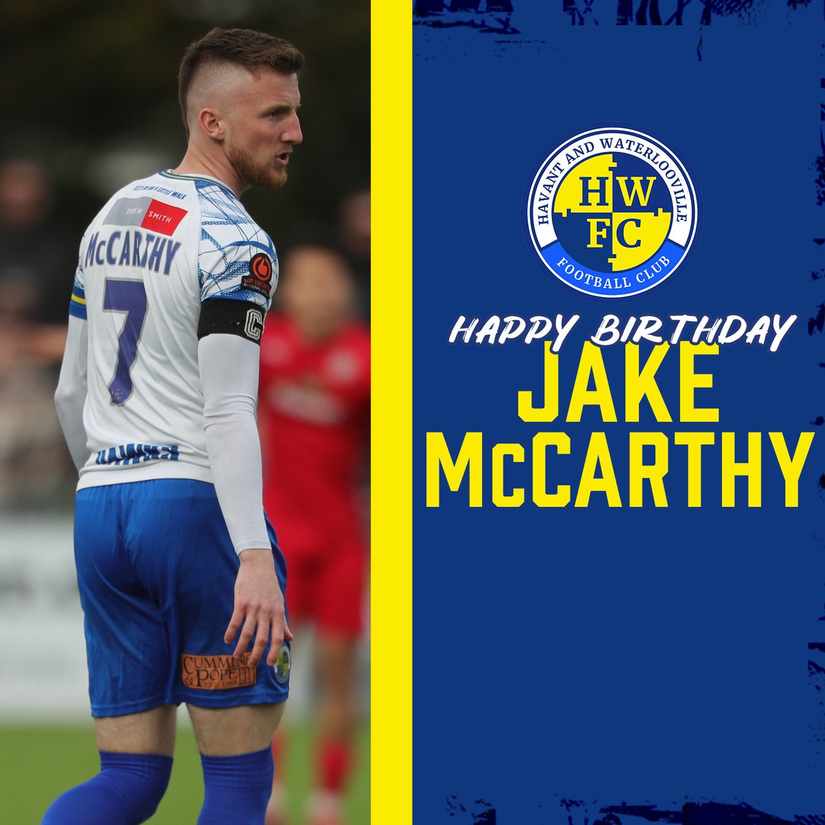 HWFCOfficial's tweet photo. 🎂 HAPPY BIRTHDAY MACCA!

Everyone at the club would like to wish Hawks vice-captain Jake McCarthy happy birthday!

We hope you have a good day🥳

#HWFC https://t.co/VTI2TIUmZG