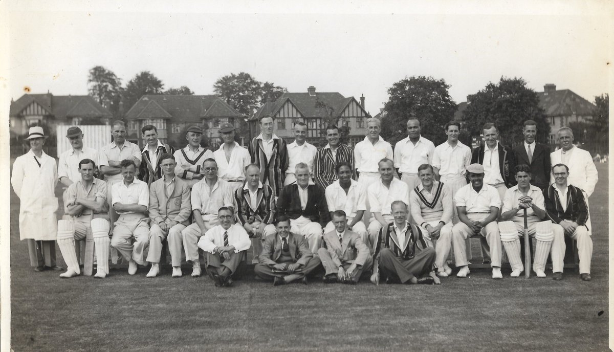 BDOC48's tweet photo. WINCHMORE HILL HISTORY - Sunday 24 June 1945 - Winchmore Hill (136-8) v British Empire XI (181-5 dec.) https://t.co/FAmdBq7KpT