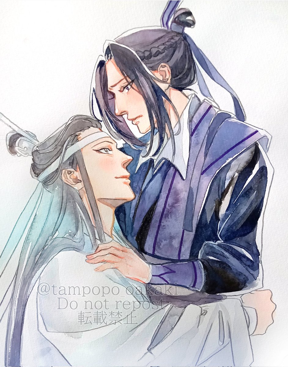 2boys multiple boys long hair black hair chinese clothes long sleeves looking at another  illustration images