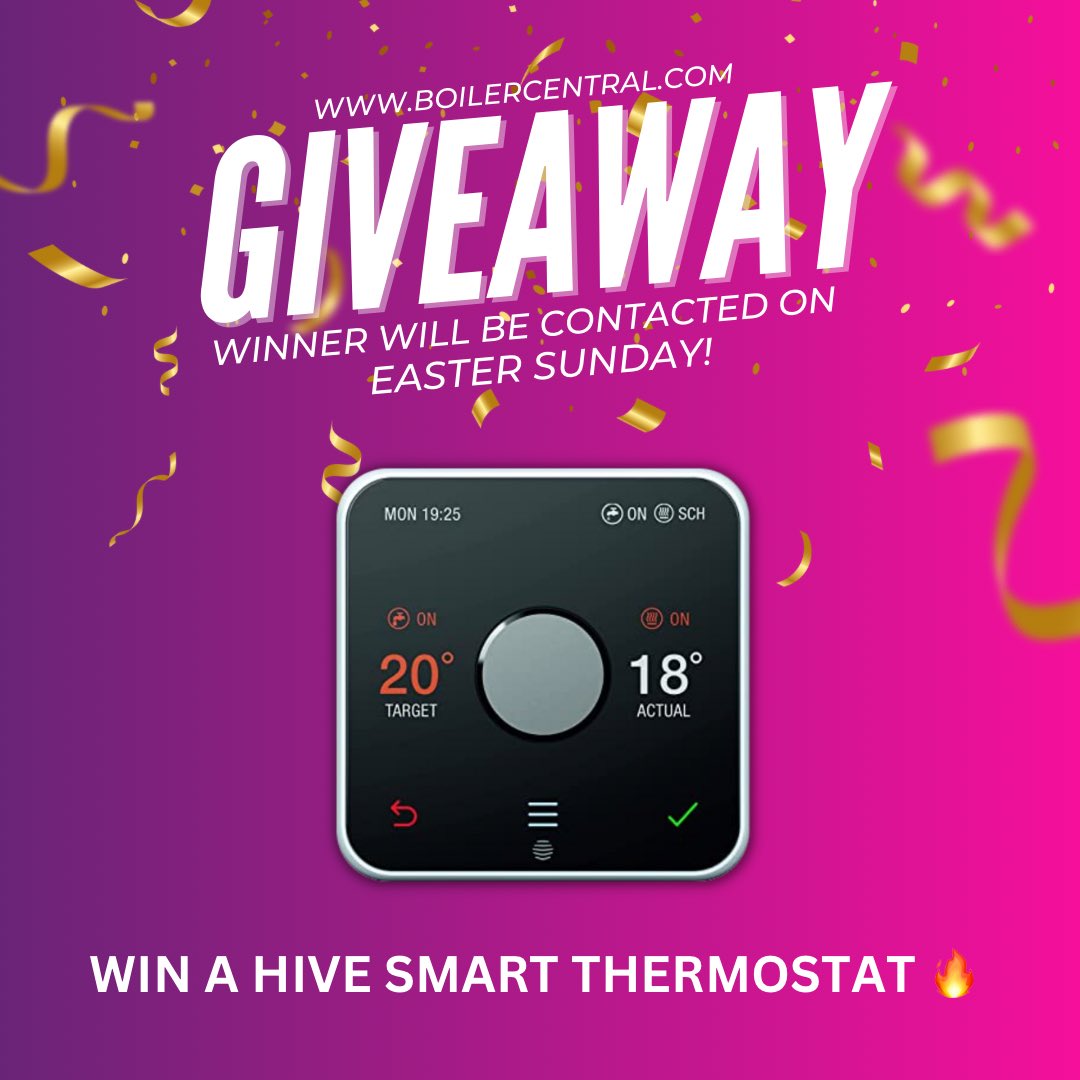 Boiler Central on X: 🐣 EASTER GIVEAWAY 🥳 WIN A: Hive Active Heating  Thermostat V3 Hot water Hubless! 🔥 ENTER: 👍 Like and share this post 🏷️  Tag a friend (the more