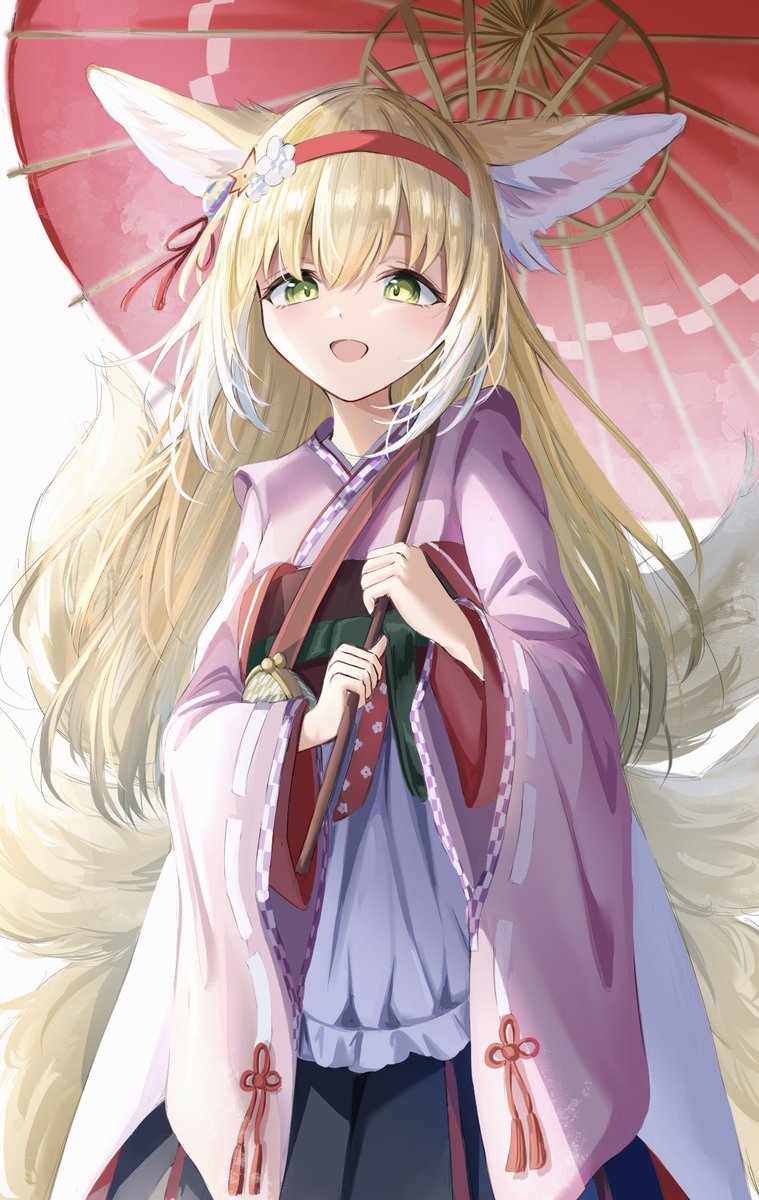 suzuran (arknights) 1girl animal ears fox ears solo tail fox tail fox girl  illustration images