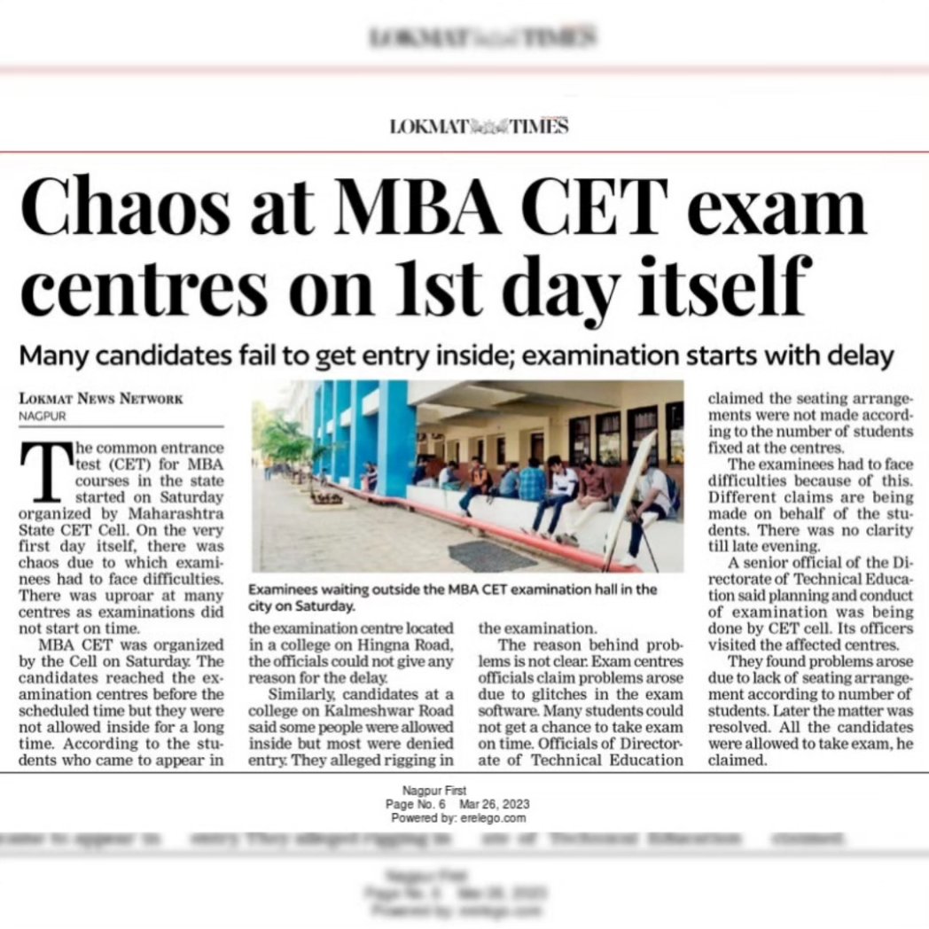 nagpurkabeta's tweet photo. On behalf of thousands of students,a deputation was submitted to the District Collector NGP.All the MBA CET aspirants across Maharashtra demanded fair re-examination as the question paper was leaked.CET exam was conducted by a blacklisted company.#MBACET2023 #MaharashtraPolitics https://t.co/YeIVFqKL2S