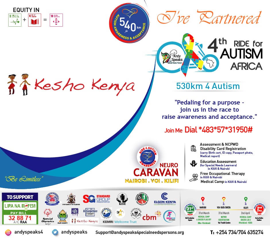Brianbraily254's tweet photo. Autism doesnβt come with an instruction guide. It comes with a family who will never give up.
#Bethatfamily
#540km4Autism #Ride4AutismAfrica #4thRAA
@CBM_Global_KE @uonbi @InfoKise @Ncpwds @moraaSylvia @KilifiCountyGov @KEMRI_kenya @andyspeaks4 https://t.co/FjQAUxjpP6