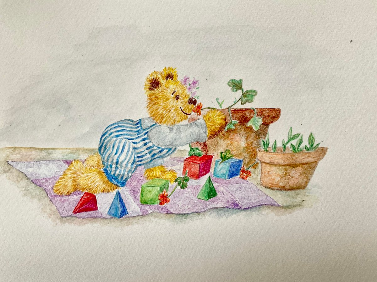 Charlie was an adventurous bear and loved to explore, even in the garden. He just would not stay on his blanket.
#CharlieAllshapes #childrensstory #illustration #Charliesadventures