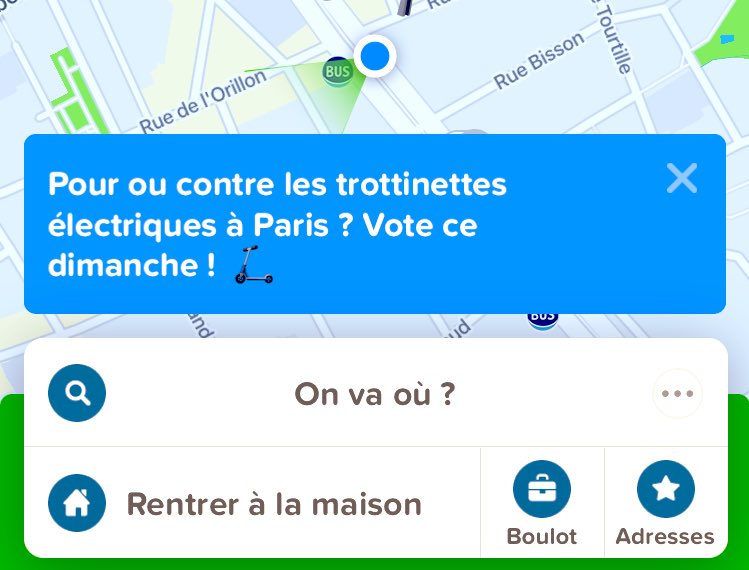 B_Lambert75's tweet photo. Même citymapper y va de son rappel 🗳️

Je voterai « POUR »  : la micromobilité électrique, qui plus est partagée, doit être régulée, pas interdite

Le problème en ville ce sont les engins lourds, polluants, bruyants, rapides… pas des #trottinettes de qq kg bridés à 10 ou 20km/h https://t.co/s1pOEitxFi