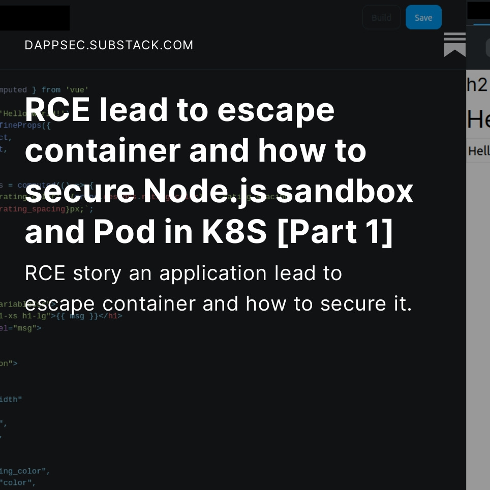 lnlinh31's tweet photo. My RCE story an application lead to escape container and how to secure it.
https://t.co/3fYnKTJoWy
#RCE #escapecontainer https://t.co/RVoD7WJAmJ