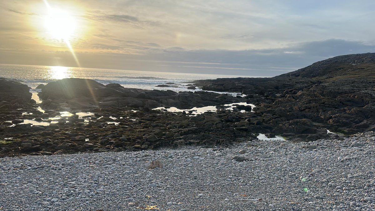 Happy Sunday.  We are now open! 😁 This beautiful view was captured on Friday evening from the pebble beach - just a five min walk from the site. #barra #pebblebeach #eoligarry #SunsetLover #visitouterhebrides #scottishisles #isleofbarra