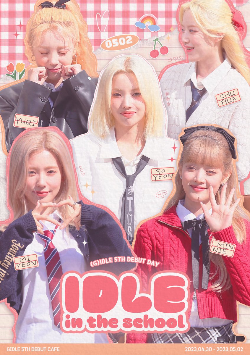 Idleintheschool's tweet photo. 🩷✧⁺.◟ɪᴅʟᴇ ɪɴ ᴛʜᴇ Sᴄʜᴏᴏʟ◞.⁺✧🩷
-
아이들 𝟓주년 기념카페
(ɢ)ɪᴅʟᴇ 𝟓ᴛʜ ᴅᴇʙᴜᴛ ᴄᴀғᴇ

아이들의 데뷔 5주년을 기념하기 위해
카페 이벤트를 진행합니다!

☕ 파티세리 로그
🗓  𝟎𝟒/𝟑𝟎 ~ 𝟎𝟓/𝟎𝟐
🎀 #아이들을_5랫동안_사랑할게

#아이들
#미연 #민니 #소연 #우기 #슈화 https://t.co/flfuAYFcXE