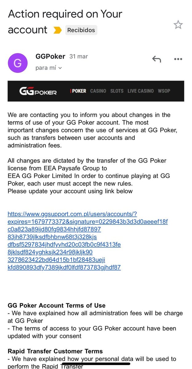 ⚠️ AVISO DE SCAM ⚠️

Están mandando este supuesto email de GG pero es estafa, si pinchas en el link te pide datos desde una página igual a la de GG y te roban los datos.

Se agradece RT, que no caiga nadie 🙏🏻🙏🏻