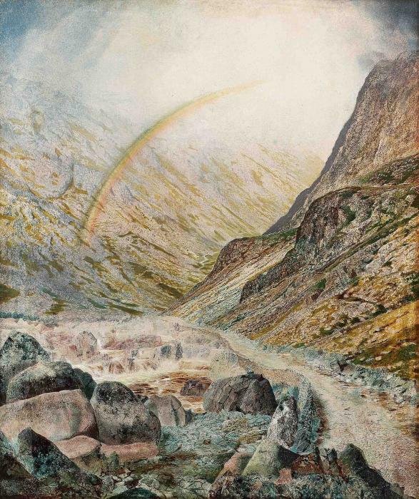 A Mountain Road, Flood Time, 1868 #englishart #johngrimshaw wikiart.org/en/john-atkins…