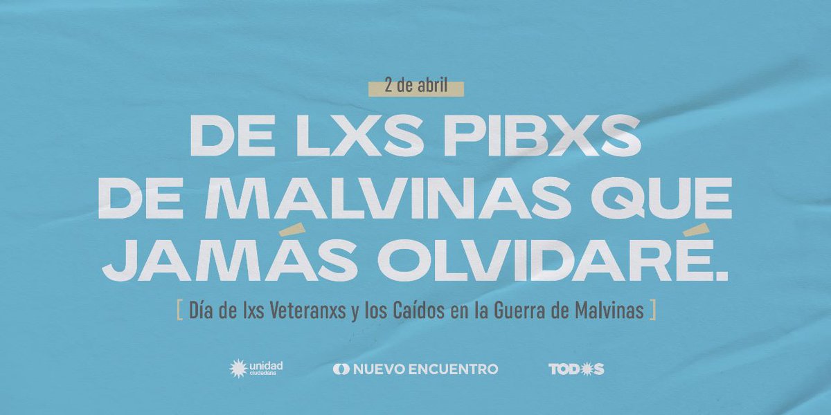 nesalud's tweet photo. 🇦🇷 2 de abril | Día de lxs Veteranxs y de los Caídos en la guerra de Malvinas.

Cristina Fernandez de Kirchner: "No hay mejor homenaje a nuestos caídos, que acordarnos que la Patria siempre es el otrx".

#MalvinasNosUne https://t.co/6YuDmzBAyp