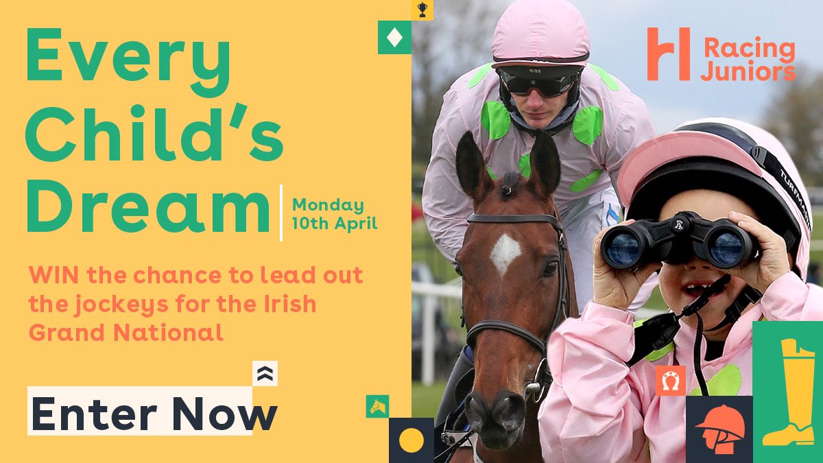 📣Irish Grand National Mascot Competition✨

Enter below for the chance for your child to lead out the jockeys for the Irish Grand National at Fairyhouse on Easter Monday

Enter Here 👉🏼 tinyurl.com/2y5hnxt8

#HRIRacingJuniors