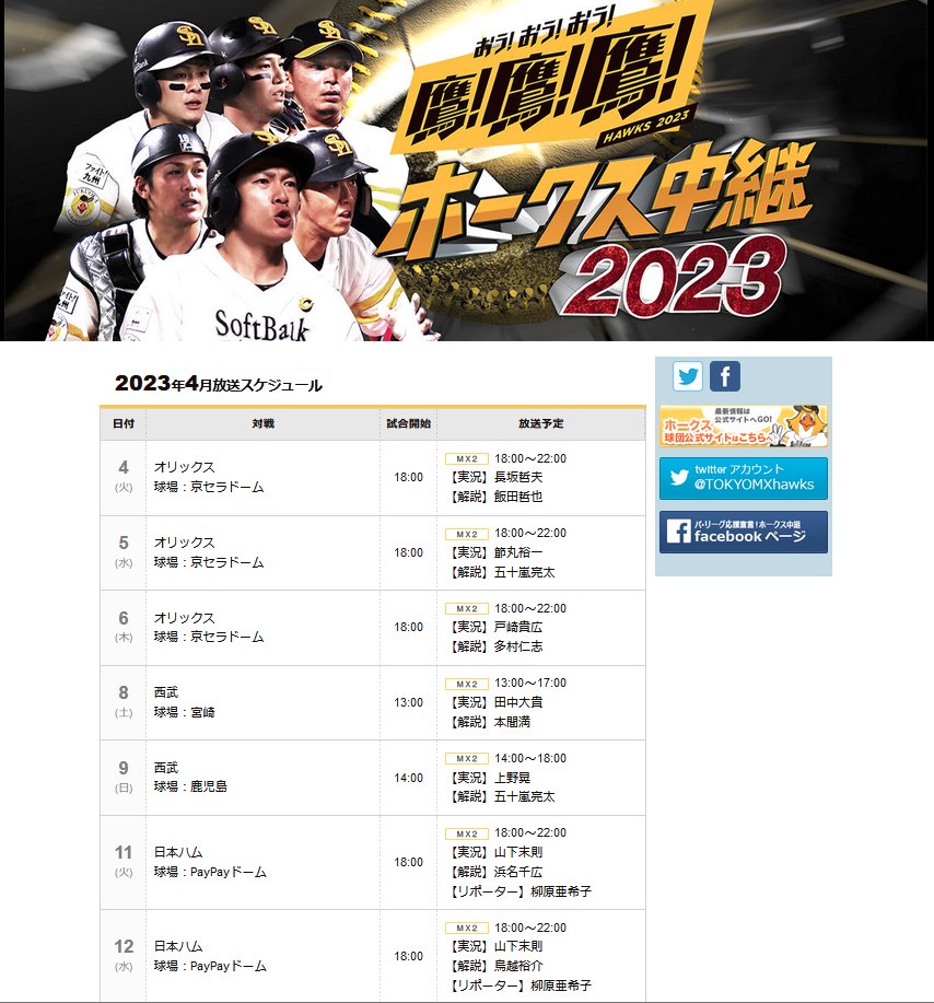 プロ野球中継情報発信アカウント on Twitter 