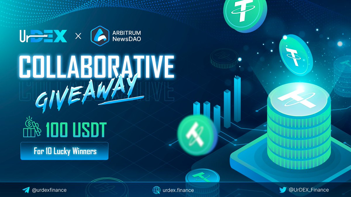 UrDEX - Unlock your Decentralized Exchange (💙,🧡) (@urdex_finance) on Twitter photo 🏆 COLLABORATIVE GIVEAWAY CAMPAIGN 🏆
To celebrate our #partnership with <a href="/ArbitrumNewsDAO/">ANDAO (💙,🧡) 🦇🔊</a> we would like to #giveaway:
🎁 $100 for 10 lucky winners
⏲️ 48Hs
Rules:
1⃣ Follow <a href="/UrDEX_Finance/">UrDEX - Unlock your Decentralized Exchange (💙,🧡)</a> & <a href="/ArbitrumNewsDAO/">ANDAO (💙,🧡) 🦇🔊</a>
2⃣ RT+Like+Tag 3 friends
3⃣ Cmt your wallet
#UrDEX #Arbitrum #Airdrop 🏆 COLLABORATIVE GIVEAWAY CAMPAIGN 🏆
To celebrate our #partnership with <a href="/ArbitrumNewsDAO/">ANDAO (💙,🧡) 🦇🔊</a> we would like to #giveaway:
🎁 $100 for 10 lucky winners
⏲️ 48Hs
Rules:
1⃣ Follow <a href="/UrDEX_Finance/">UrDEX - Unlock your Decentralized Exchange (💙,🧡)</a> & <a href="/ArbitrumNewsDAO/">ANDAO (💙,🧡) 🦇🔊</a>
2⃣ RT+Like+Tag 3 friends
3⃣ Cmt your wallet
#UrDEX #Arbitrum #Airdrop