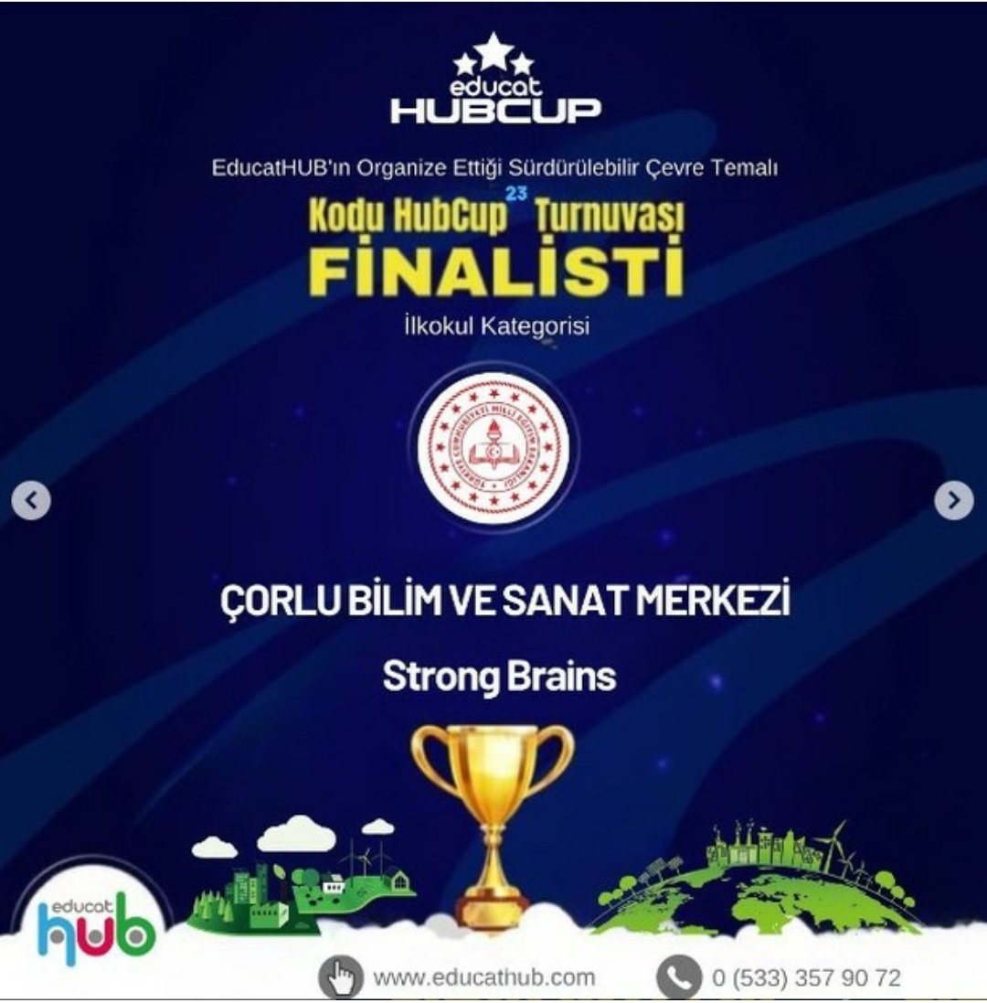 Çorlu Bilsem Finalde! EducatHUB'ın organize ettiği Sürdürülebilir Çevre Temalı Kodu HubCup Turnuvasında İlkokul seviyesinde Danışmanlığını yaptığım Takımım Finalist.