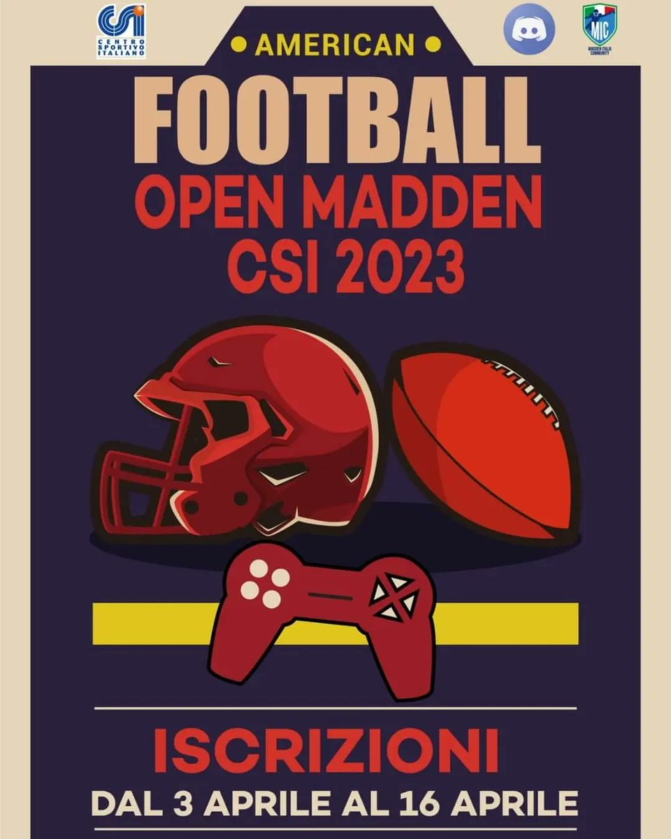 maddennflitalia's tweet image. 🏈🎮TORNEO "OPEN MADDEN CSI 2023" 🎮🏈
Ritorna l'appuntamento con il torneo MADDEN NFL 23 in collaborazione con il Centro Sportivo Italiano 
ISCRIZIONI APERTE per #ps4 #ps5 #xbox1 #xboxxs. Diventa campione nazionale eSports CSI. Prestigiosi premi in palio!
#maddenitalia #Madden