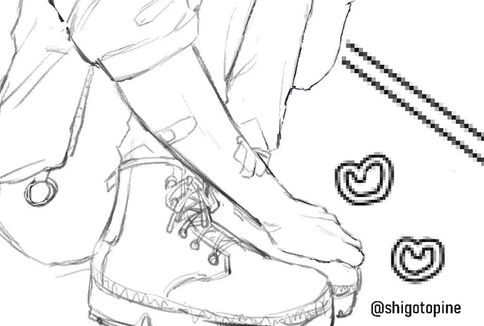 手動かねぇ💢💢💢って言いながら
何とか下書き出来たので線画を描く 