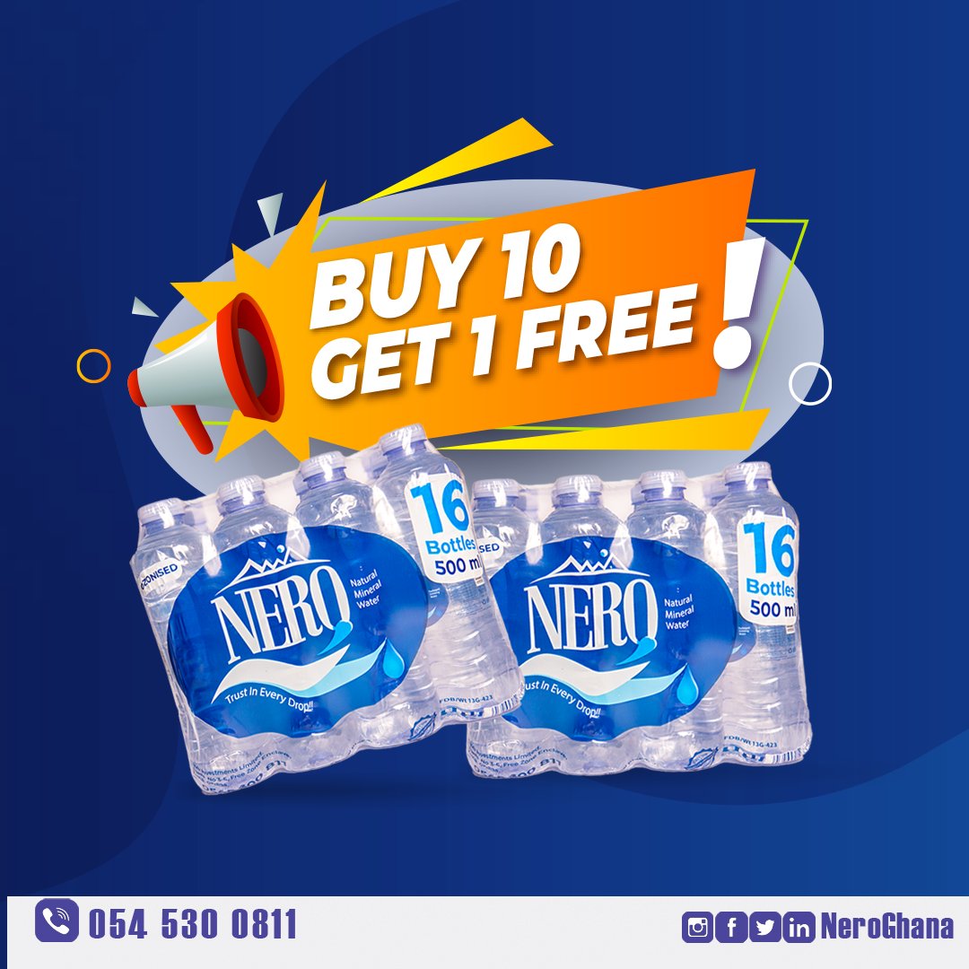 neroghana's tweet photo. Buy 10packs of Nero mineral water and get 1pack for freeeee!😍 #DrinkNero #NeroGhana

* Offer valid while stocks last. https://t.co/7rAmlprFdA
