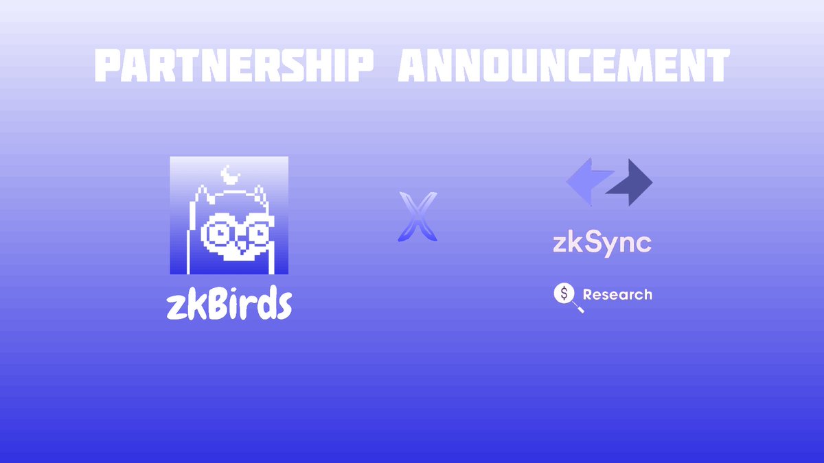 zk_birds's tweet photo. Hoot Hoot 🦉🦉🦉
We are very delighted to announce that @zkSync_Research become one of our partners.
10 Free mint 🎁
To enter:
✅ Follow @zk_birds @zkSync_Research 
✅ RT &amp; Like
✅ Tag 3 people and #zkBirds
Announced in 24 hours.

#zkSync #zkSyncEra #zkSyncEraNFT #zksyncNFT https://t.co/OL2gaT2edu