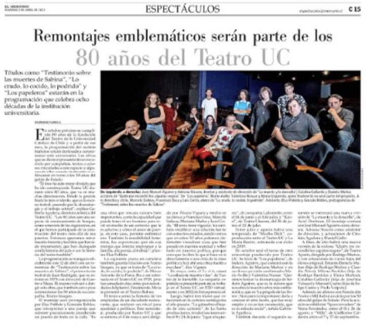 TeatroUC's tweet photo. #80AÑOSTEATROUC “El foco ha sido mirar el tejido que ha ido construyendo Teatro UC durante estos 80 años, que va en muchas dimensiones”, Gabriela Aguilera, directora artística #TeatroUC sobre la programación 2023 y la conmemoración de nuestro aniversario 🎉🎊🎉 https://t.co/okQnYhKEaD