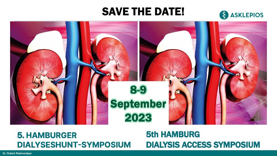 robshahverdyan's tweet photo. Are you ready for the next 5th Hamburg Dialysis Access Symposium? SAVE THE DATE: Sep 8-9th in beautiful #Hamburg #Germany. International faculty from all over the world sharing their experience at #AsklepiosClinicBarmbek at only international dialysis access meeting in Germany! https://t.co/Viy7dXk8hv