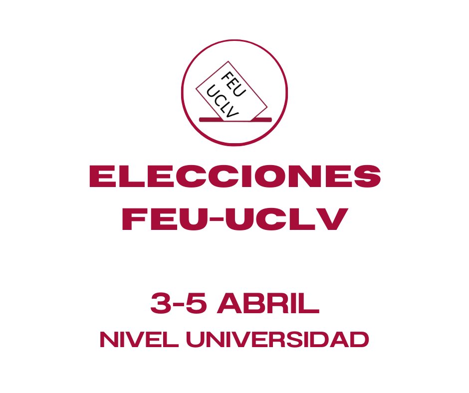 FEU_UCLV's tweet photo. 🗳 Este lunes comienzan las #EleccionesFEU en la #UCLVnuestra. Durante tres días, podrás elegir a los integrantes del secretariado central.
👉 Si eres becado, también votarás por los miembros del consejo de residencia estudiantil.
¡Nos vemos en las urnas! ✊
#SomosFEU https://t.co/mqyjkCmYTa