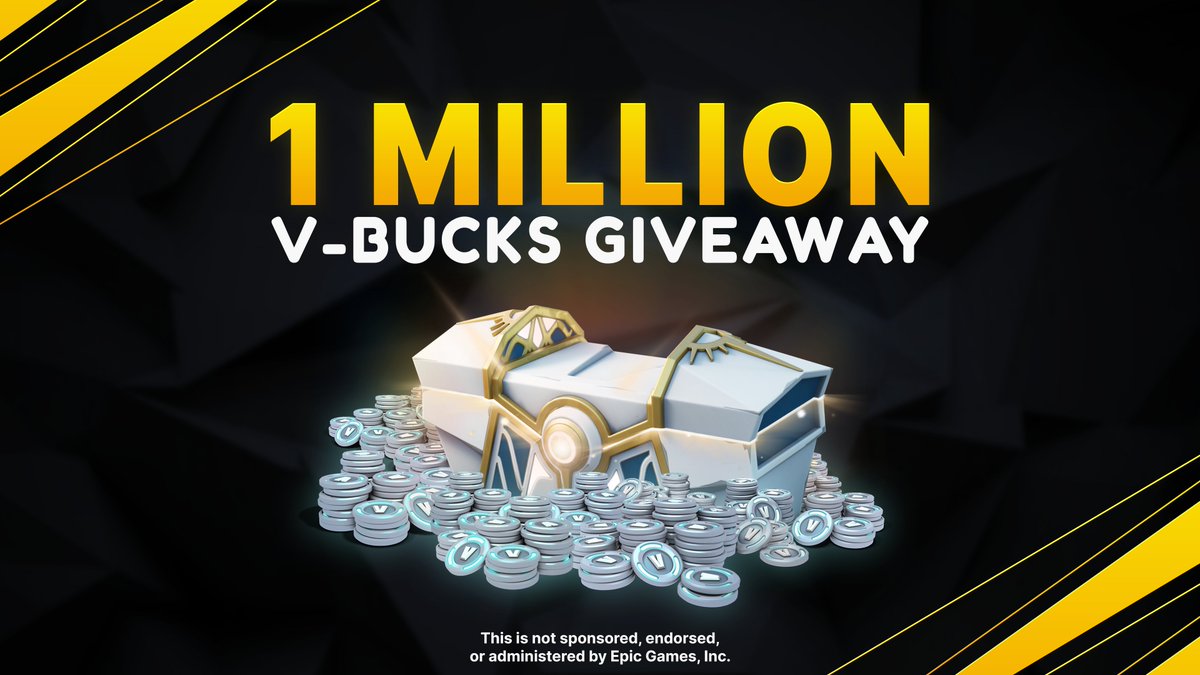 FIRST EVER 1 MILLION V-BUCKS GIVEAWAY - 1 Winner of 500k V-Bucks & 5 Winners of 100k V-Bucks 🔥 The creator of The Pit @Geerzy is hosting the biggest Fortnite giveaway to celebrate Creative 2.0! 🎉 👉 Follow @TeamGeerzy & Retweet this tweet to enter. Ends in 72 hours ‼️