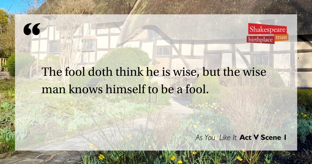 ShakespeareBT's tweet photo. To carry on with the fooling theme from yesterday here’s a quote from another favourite Shakespearian fool. Can you think of any other good Touchstone quotes from As You Like It? https://t.co/QJp1robEC8