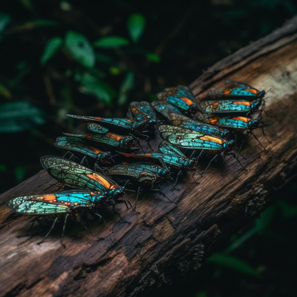 NimbusTerra's tweet photo. ✨Caught in a dance of starlight! 

The mesmerizing Starcatcher, a group of insects scurring along a fallen log in the Azuris forest. 

Their iridescent wings reflecting the night sky's beauty. A truly enchanting sight! 🌌🪲 https://t.co/YQKyAnRPmX