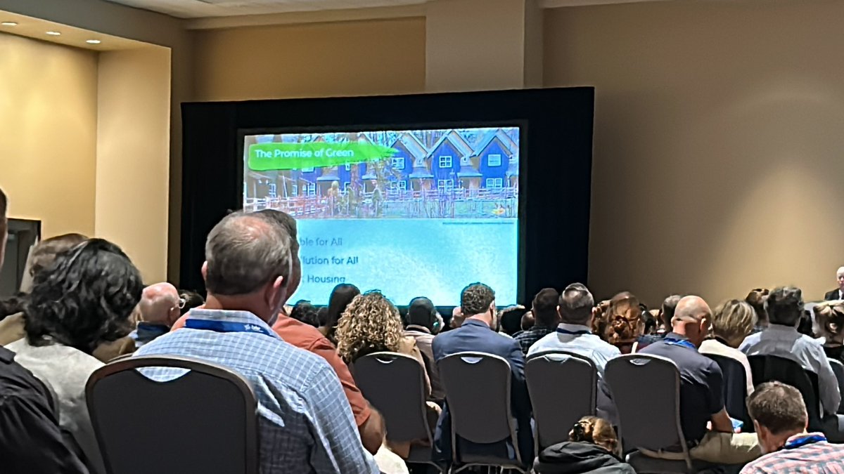 WeCityEquitably's tweet photo. Sustainable Affordable Housing at #NPC23 “we need to stop thinking of green housing as a better product and talk about green housing as a better process” @apahcd #housers https://t.co/TW8ZXTP3EU