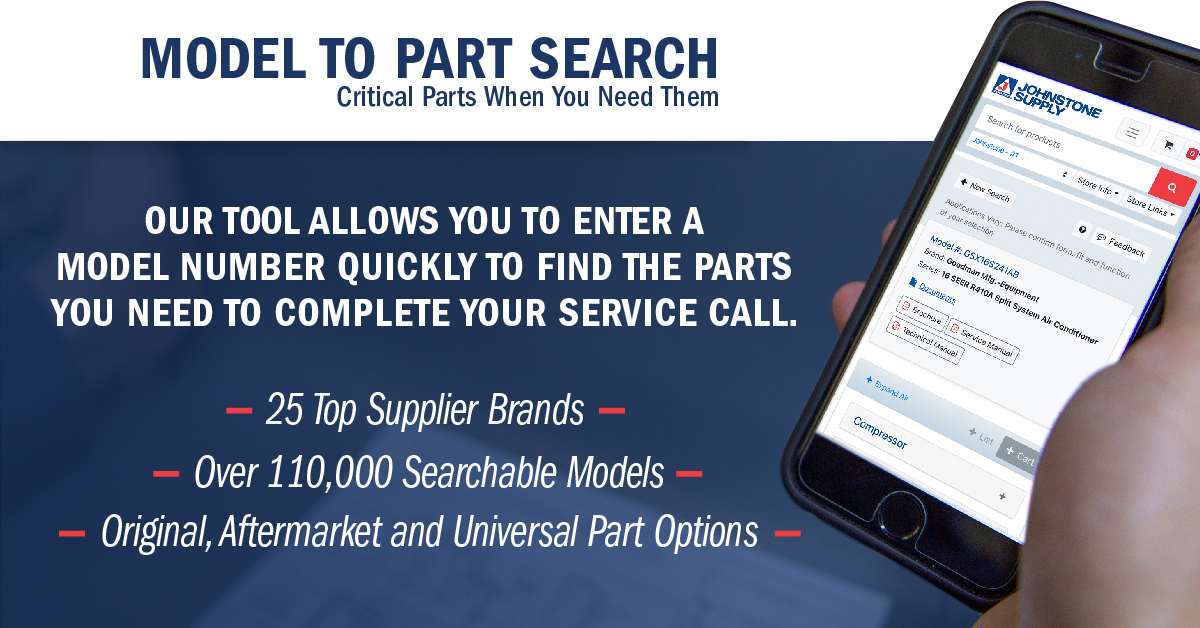 johnstonecny's tweet photo. Finding your residential equipment repair parts just got easier! Check out our new Model to Part Search tool that helps locate critical parts with price and availability. https://t.co/TgMcRXMHfR https://t.co/QDOgbgnKG0