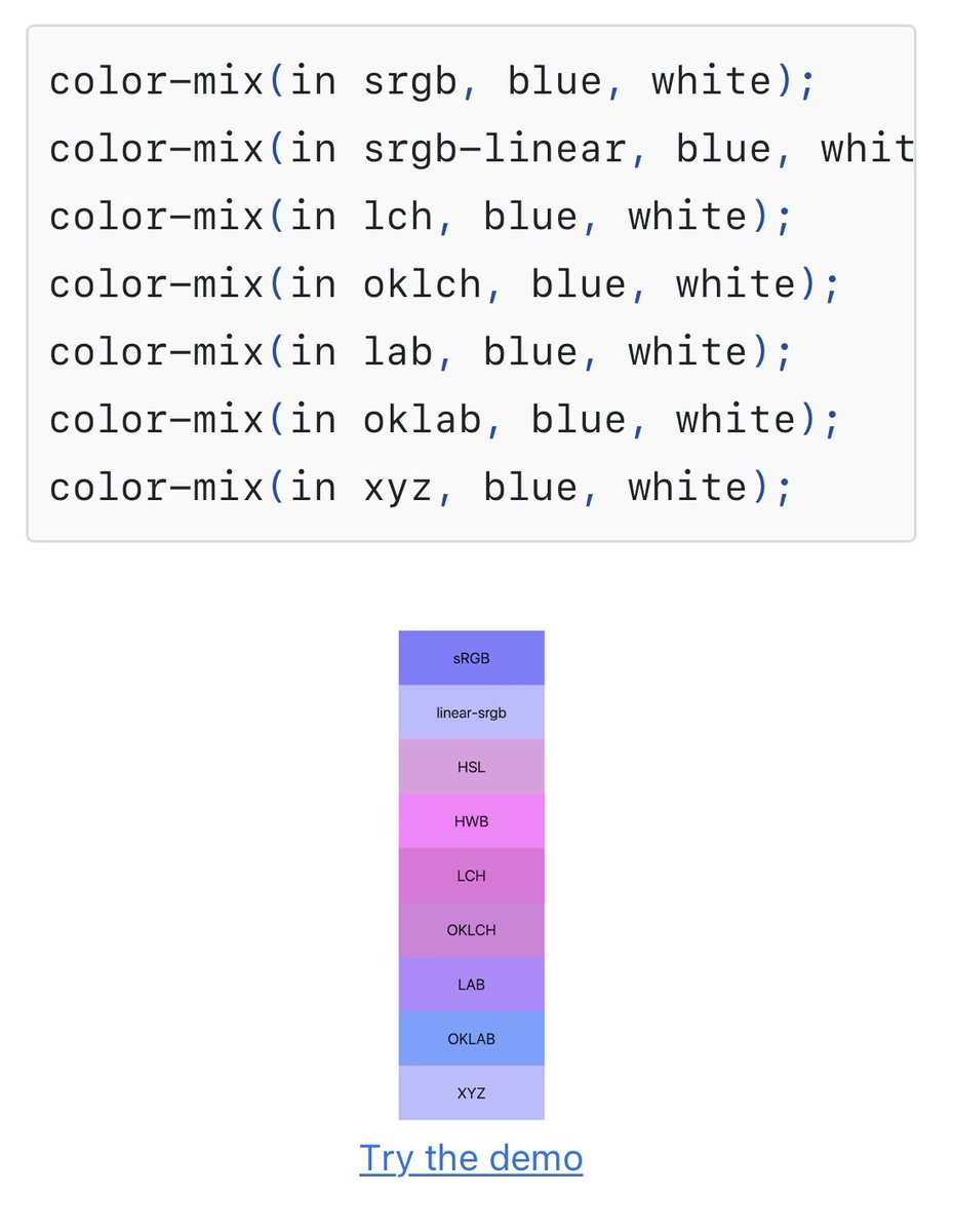 Soon, all browser engines will have support for color-mix()!

Learn about it here: developer.chrome.com/blog/css-color…

#CSS #color #Interop2023