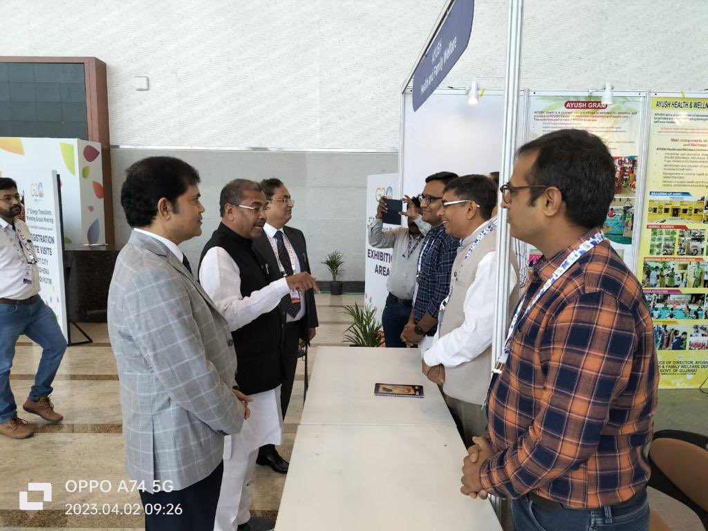 moayush's tweet photo. Union MoS for Ayush @DrMunjparaBJP delivered special address during the inaugural session of the second #G20 energy transitions working group meeting being held in Gandhinagar, Gujarat. https://t.co/md1s9R39oY