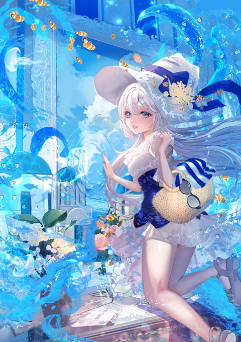 絵の中の海辺へ  ～魔女の絵世界旅行～#絵 #オリジナルイラスト 