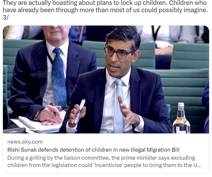 Restore 🧡 (@restorebefriend) on Twitter photo Your plans to lock up children are indefensible <a href="/RishiSunak/">Rishi Sunak</a>
news.sky.com/story/rishi-su…
#RefugeeBanBill #RefugeesWelcome
<a href="/bhammethodist/">Birmingham Circuit</a> @BirmCTogether <a href="/BrumSchOfSanc/">Birmingham Schools of Sanctuary 🧡</a> <a href="/RefugeeTogether/">Together With Refugees 🧡</a> <a href="/CityofSanctuary/">City of Sanctuary UK 🧡</a> <a href="/CTBI/">CTBI</a> <a href="/WelcomeChurches/">Welcome Churches</a> <a href="/WestMidlandsSMP/">WMSMP</a> <a href="/BVSC/">Birmingham Voluntary Service Council</a> <a href="/PublicIssues/">JPIT</a> Your plans to lock up children are indefensible <a href="/RishiSunak/">Rishi Sunak</a>
news.sky.com/story/rishi-su…
#RefugeeBanBill #RefugeesWelcome
<a href="/bhammethodist/">Birmingham Circuit</a> @BirmCTogether <a href="/BrumSchOfSanc/">Birmingham Schools of Sanctuary 🧡</a> <a href="/RefugeeTogether/">Together With Refugees 🧡</a> <a href="/CityofSanctuary/">City of Sanctuary UK 🧡</a> <a href="/CTBI/">CTBI</a> <a href="/WelcomeChurches/">Welcome Churches</a> <a href="/WestMidlandsSMP/">WMSMP</a> <a href="/BVSC/">Birmingham Voluntary Service Council</a> <a href="/PublicIssues/">JPIT</a>