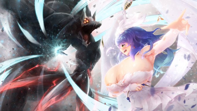 Skebで描かせていただきました スノーフェザーVS追撃者のワンシーンです!!https://t.co/0EZXDgvQ9Z
 #ラストオリジン    #라스트오리진 