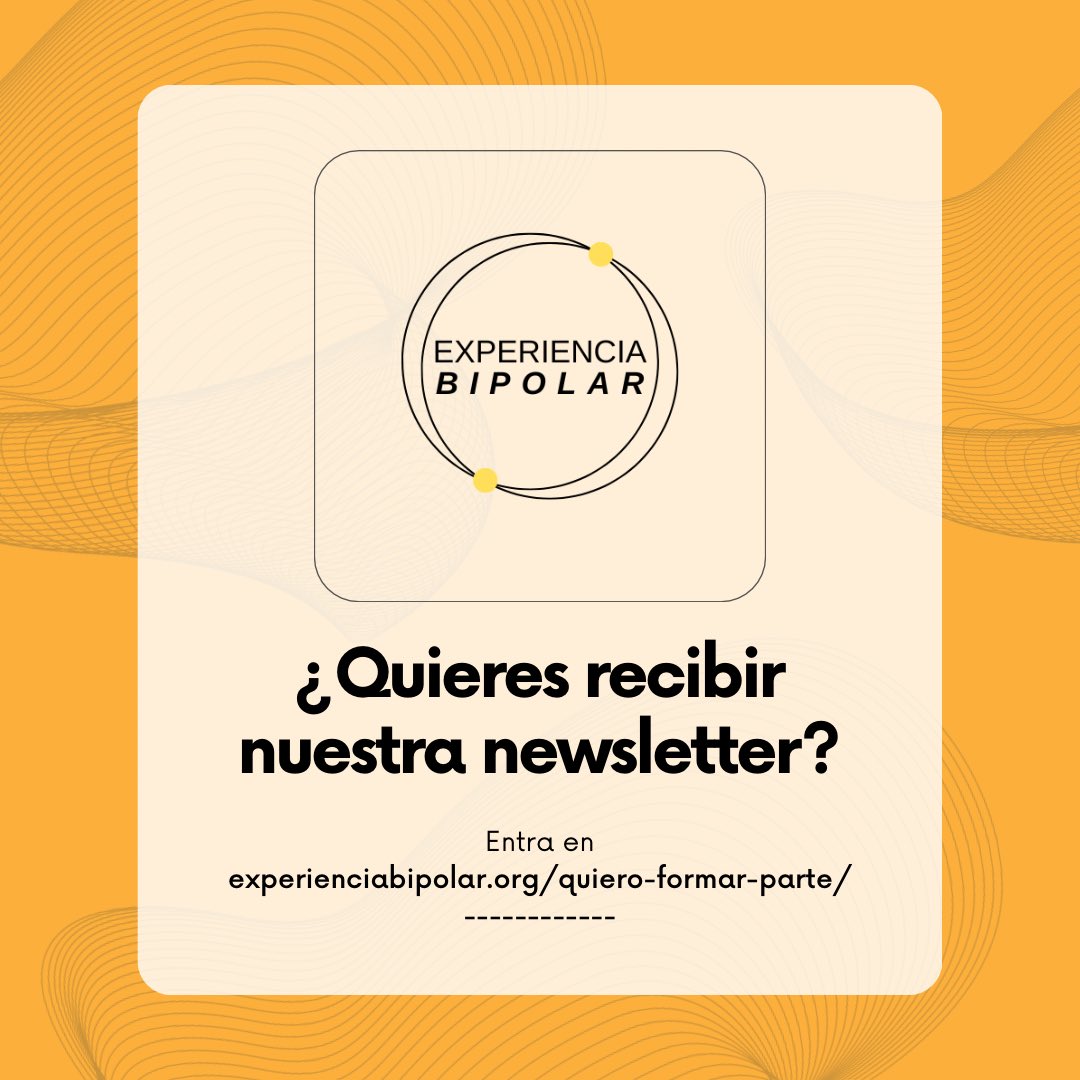 👋 ¿Te interesa la #saludmental en general y más concretamente el #trastornobipolar?

👉 Suscríbete hoy mismo para recibir nuestro próximo boletín ➡️experienciabipolar.org/participa/⬅️

🤓¡Nos leemos!

 #ExperienciaBipolar