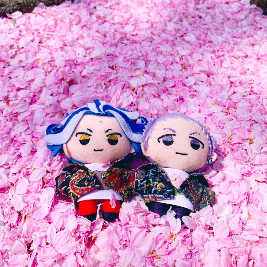 male focus flower smile cherry blossoms blue hair chibi character doll  illustration images