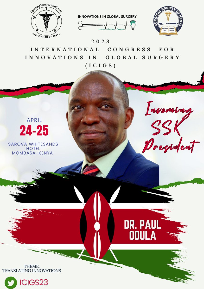 icigs2023's tweet photo. Introducing Dr. Paul Odula @OdulaPaul a consultant general surgeon and the Incoming @KenyaSurgical SSK president. He will be joining us at the conference! We have 5 workshops that you do not want to miss out on! See ICIGS brochure via the https://t.co/3Ycc2M85Rb website for more. https://t.co/cr3HmJbJt9