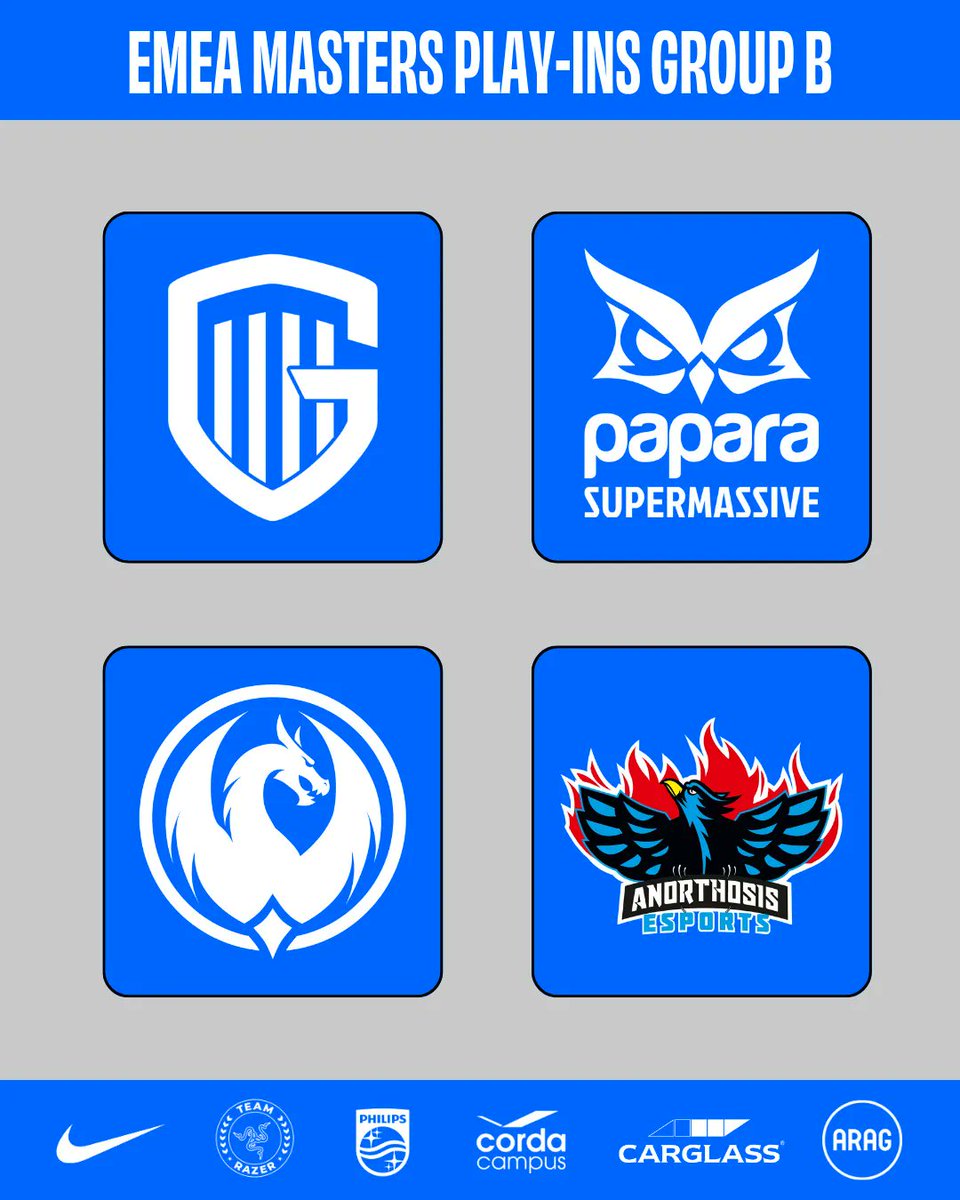 KRCGenkEsports's tweet photo. Our group for the @EMEAmasters has been announced! These are the teams we'll be facing:

🔹 @supmass 
🔹 @WhiteDragonsPT 
🔹 @anoesports 

Good luck to all teams! 💪💙 

#BuildForVictory #PushTheLimits  #EMEAMASTERS #LeagueOfLegends https://t.co/Mv2qnZcyyI