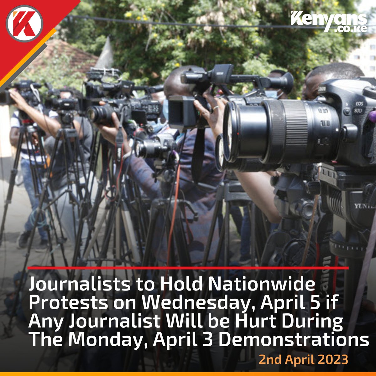 Kenyans's tweet photo. Journalists to hold nationwide protests on Wednesday, April 5 https://t.co/uwEdlMkR1c