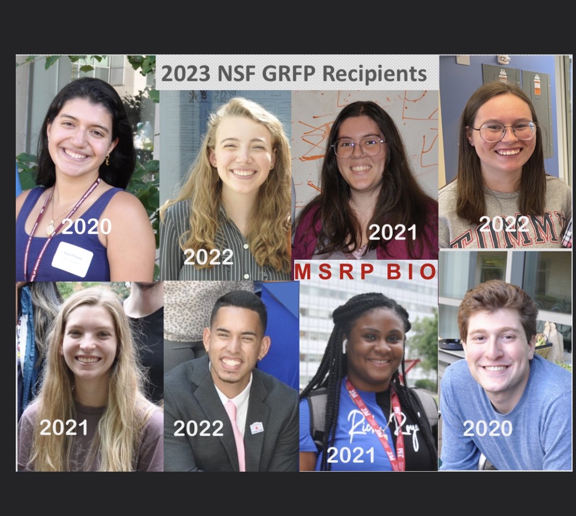MandanaMsrp's tweet photo. #MSRPBio alums are on a ROLL! Jordina Pierre ⁦@MITEECS⁩ brings the # of MSRP bio alums who were awarded NSF GRFP in 2023 to 8!Congrats Hana, Ellen, Laila, Payton, Bailey, Andres, Jordina &amp; Kian! And Congrats Anya Viswanathan &amp; Alejandra Rosario for Goldwater fellowships. https://t.co/V8aawGRNU2